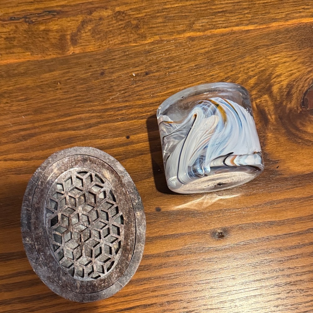 Artisan Glass candle votive and  with soap dish